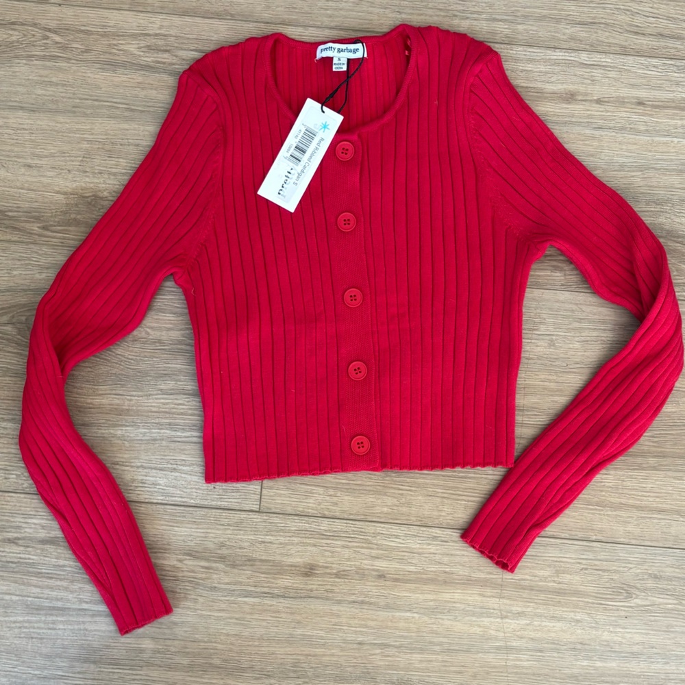 Pretty Garbage Red Sweater NWT
